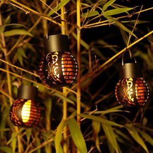 1/4/8/ or 12 pcs Solar Flame Light Garden Lights Outdoor Waterproof Solar Hanging Lantern Hollow Flickering Flame Lamp for Patio 2023